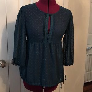 Dark teal empire waist top